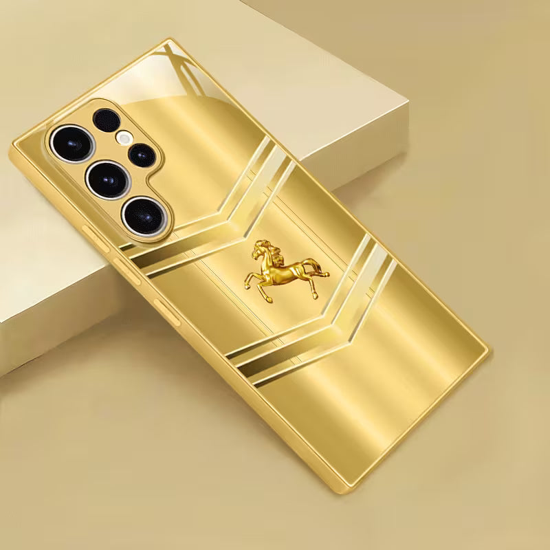 Premium Gold Metallic Glass Hard Case