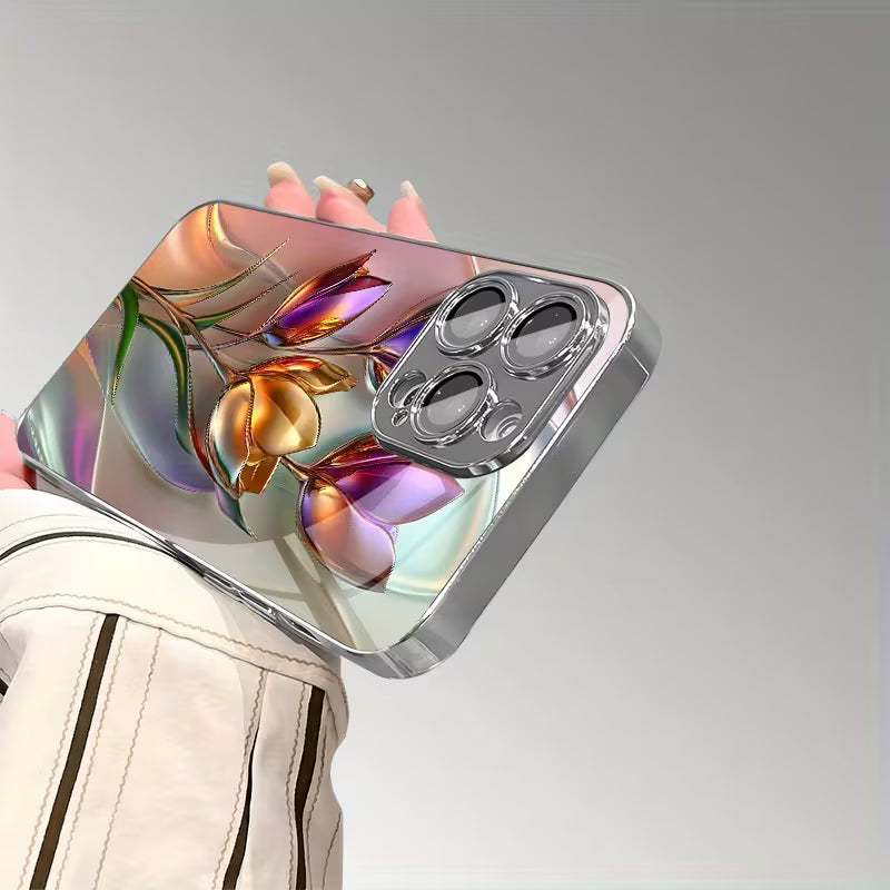 Luxurious 3D Tulip Pattern Glass Case