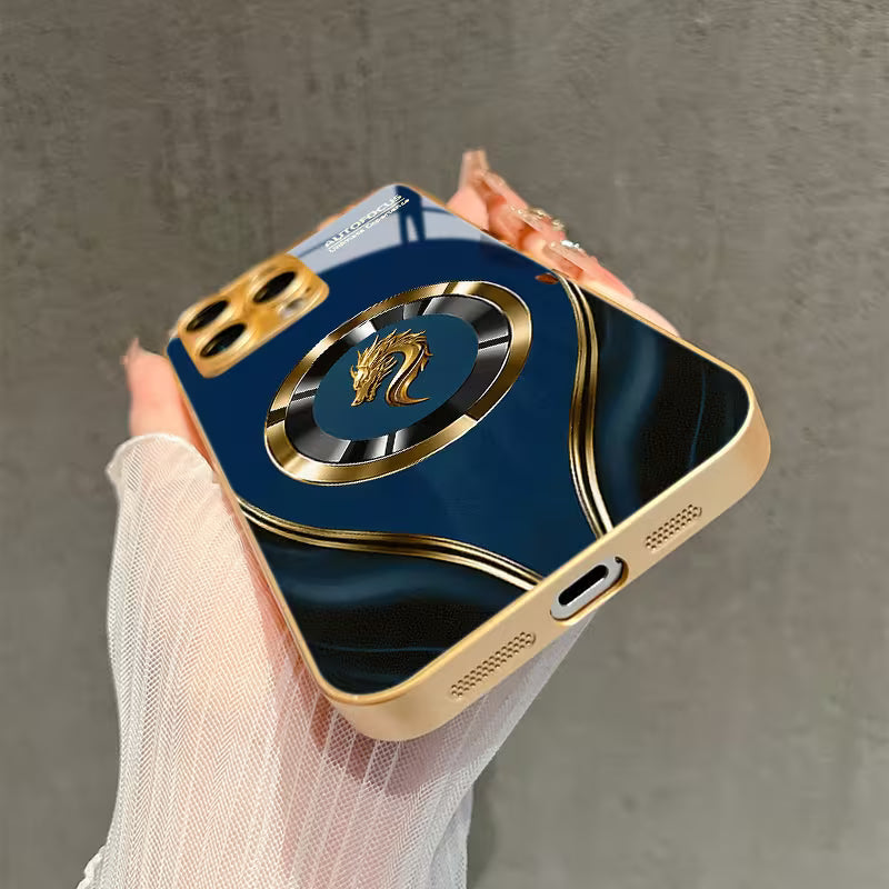 Metal Lens Ring Glass Phone Case