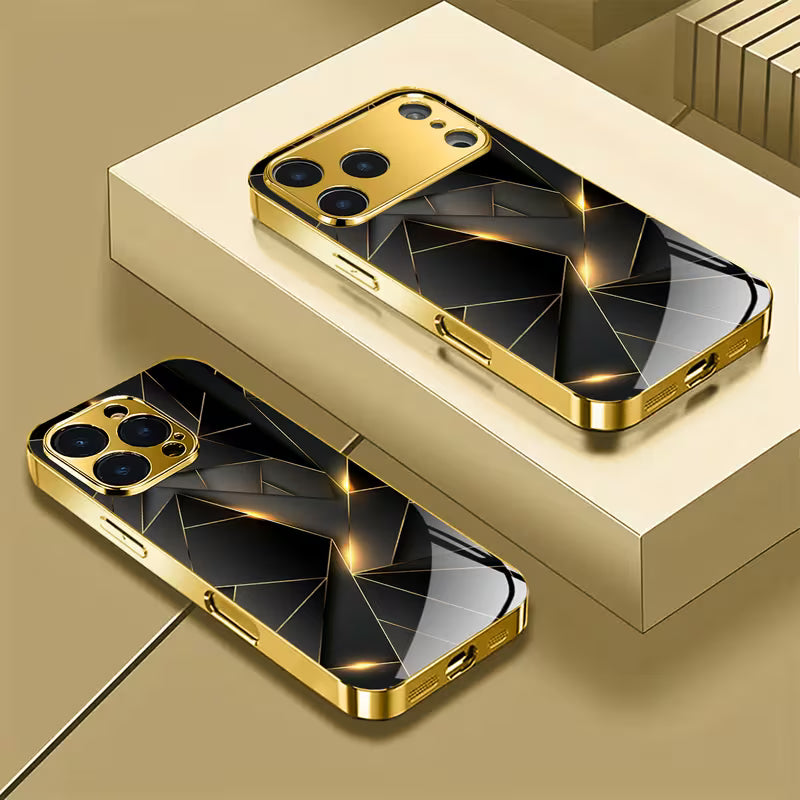 A Luxurious Black And Golden Artistic Textured Case