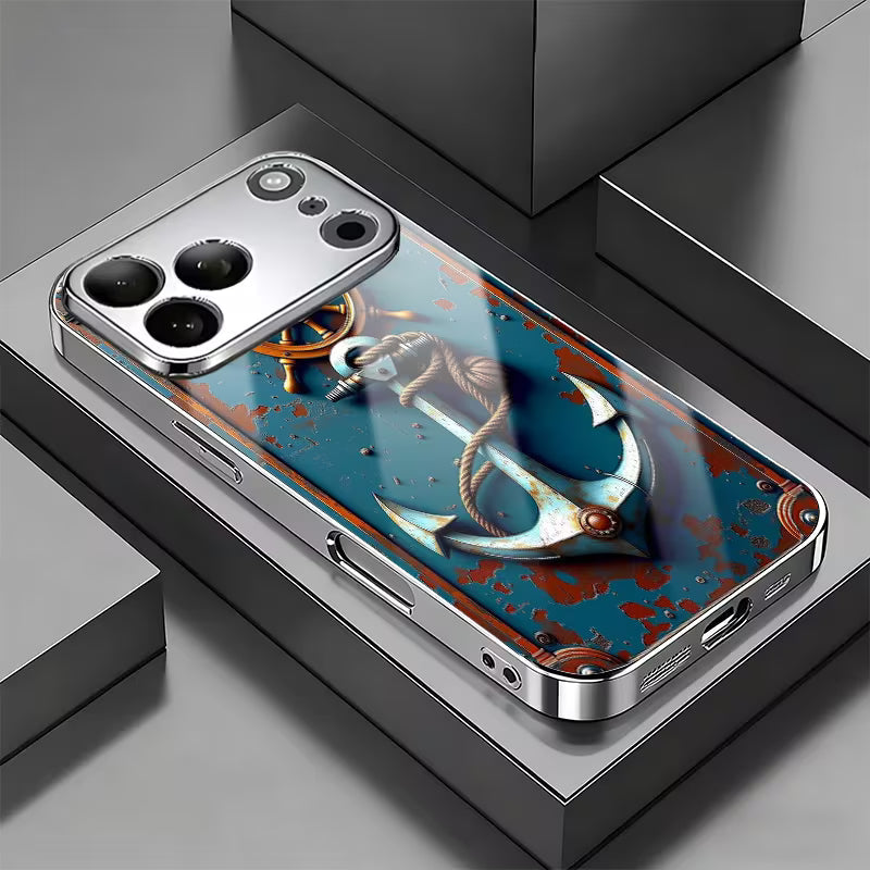 Vintage Anchor Ship Wheel Electroplated Glass Case