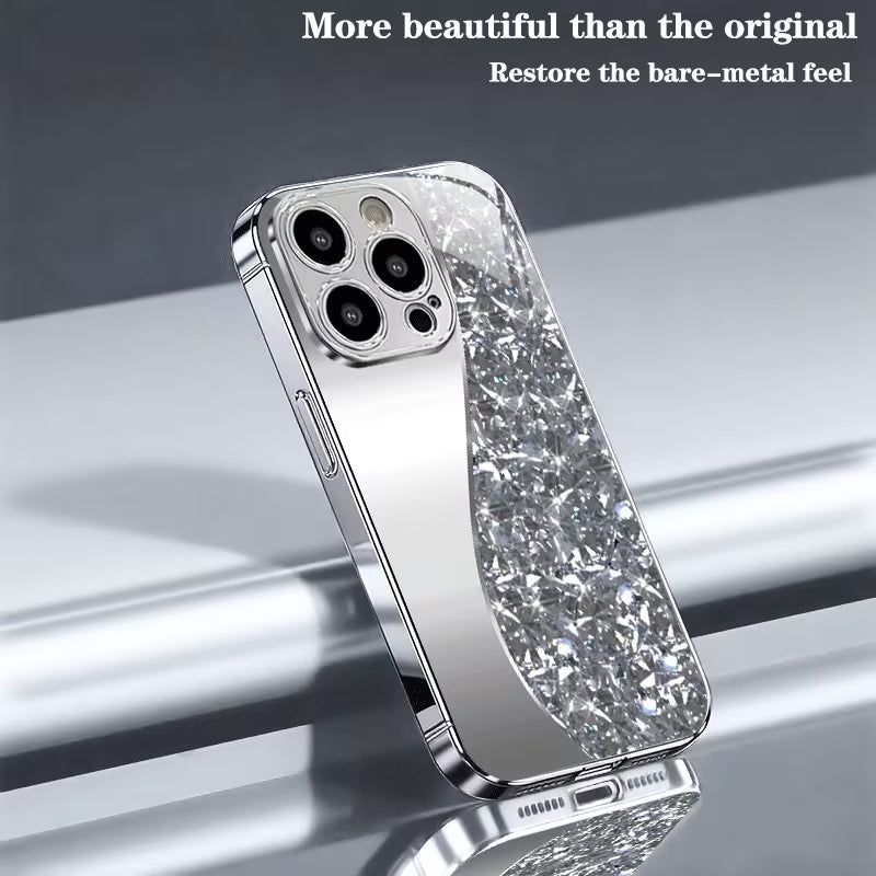 Silver Curved Gemstone Pattern Glass Case