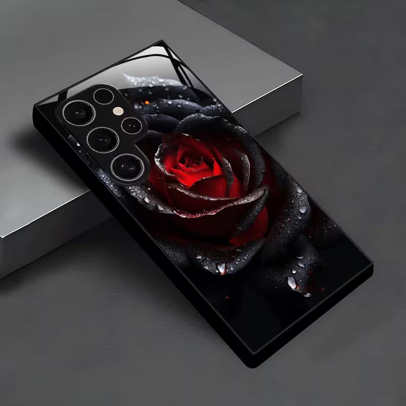 Galaxy S Series - Red Rose Dew Pattern Case