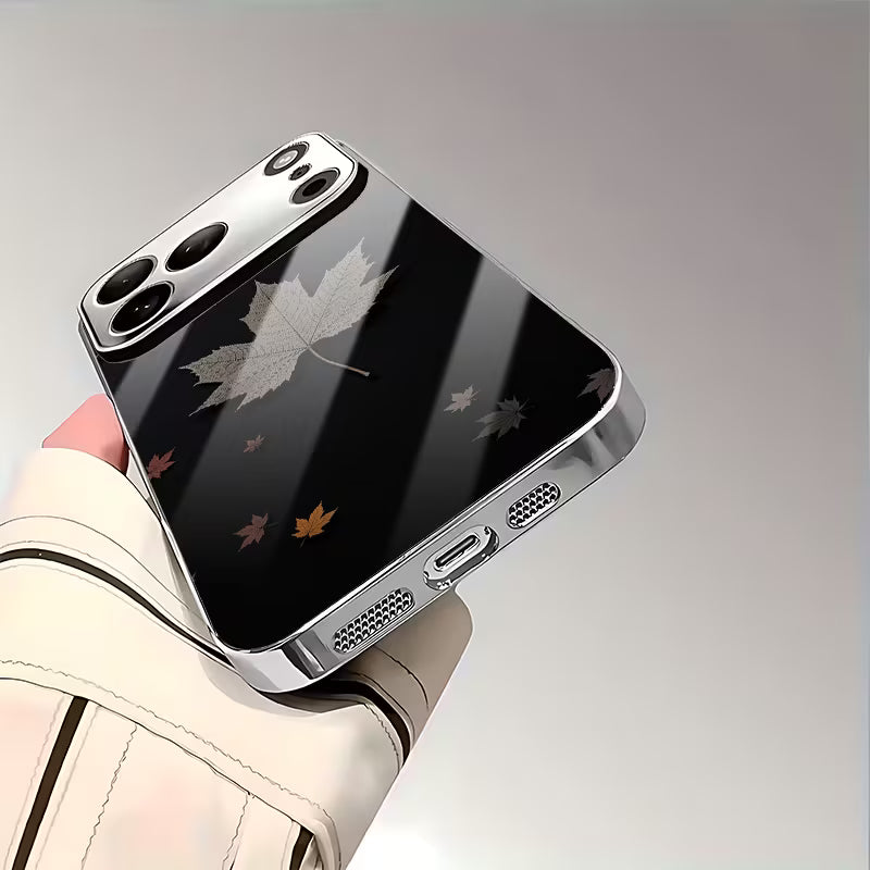 Maple Leaf Patterned Electroplated glass Case