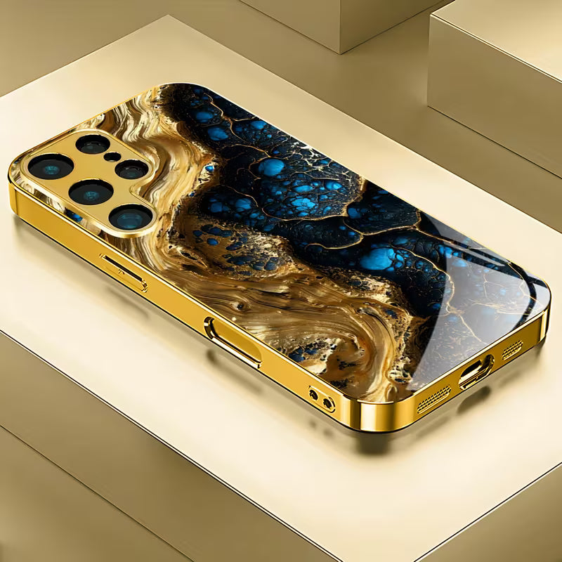 Beautiful Stone Pattern Electroplated Golden Case