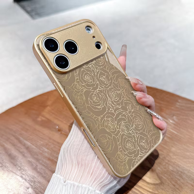 Artistic Golden Thread Rose Pattern Case