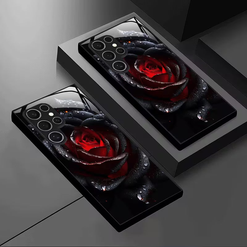 Galaxy S Series - Red Rose Dew Pattern Case
