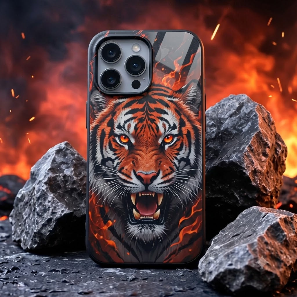 Inferno Tiger Glass-Finish iPhone Case