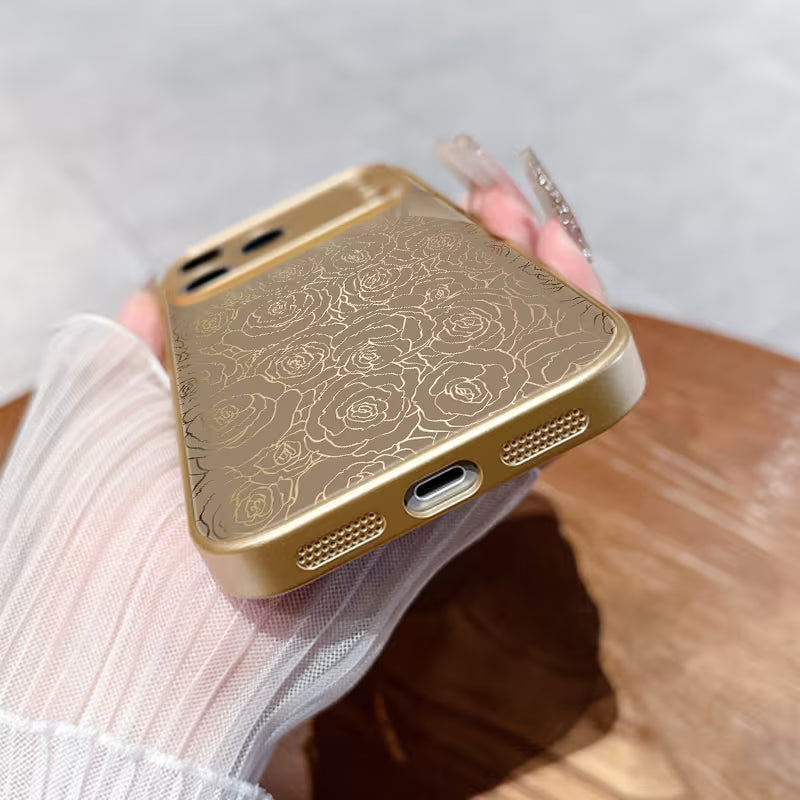 Artistic Golden Thread Rose Pattern Case