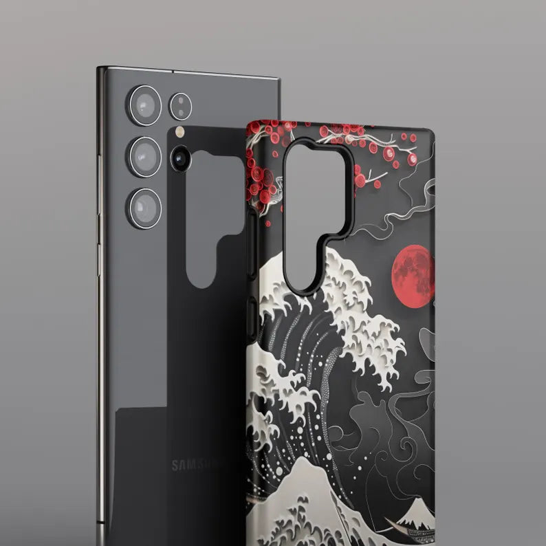 Black Kanagawa Wave Case